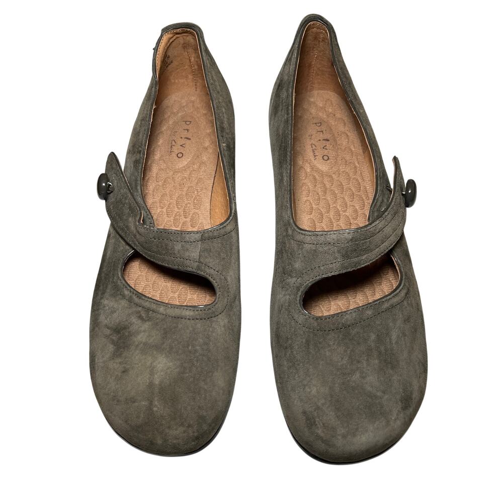 Clarks Dark Gray Loafers with Button Strap